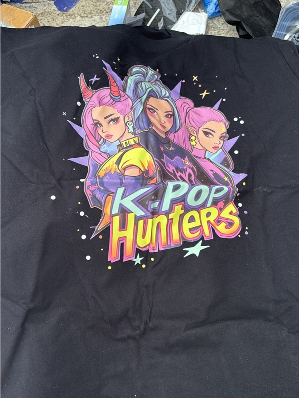 K-Pop Hunters Graphic tee with Neon Trio Artwork - Picture 2 of 2